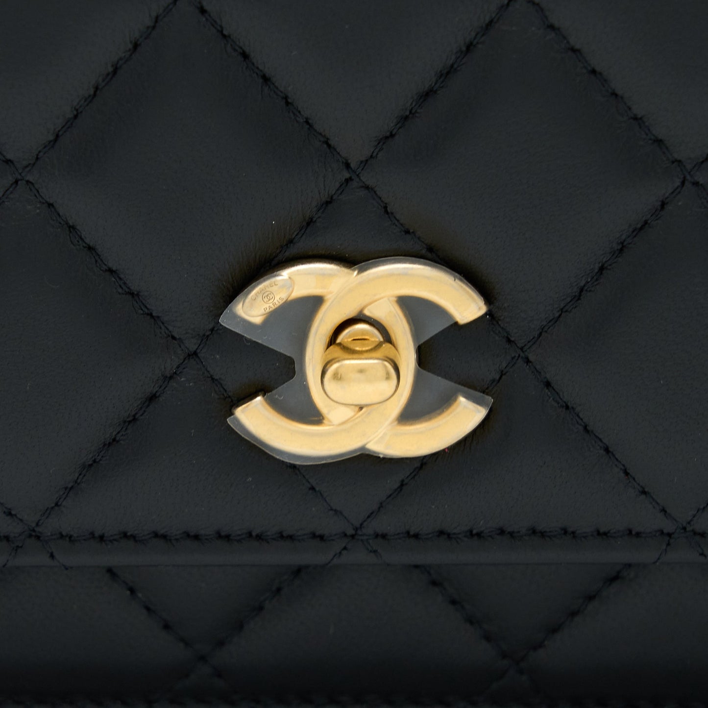 Chanel Pearl Crush Wallet On Chain Lambskin Black Brushed  (Microchip)