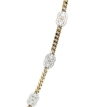 Chanel Crystal CC Logo Waist Chain Belt Light Gold Tone