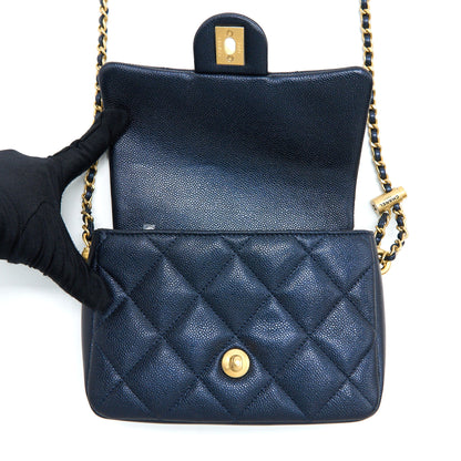Chanel 21K My Perfect Mini Flap Bag Caviar Black Brushed  (Microchip)