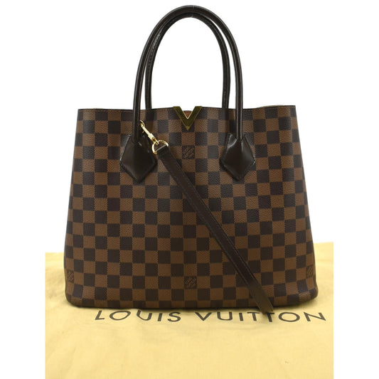 LOUIS VUITTON Kensington Damier Ebene Tote Bag Brown