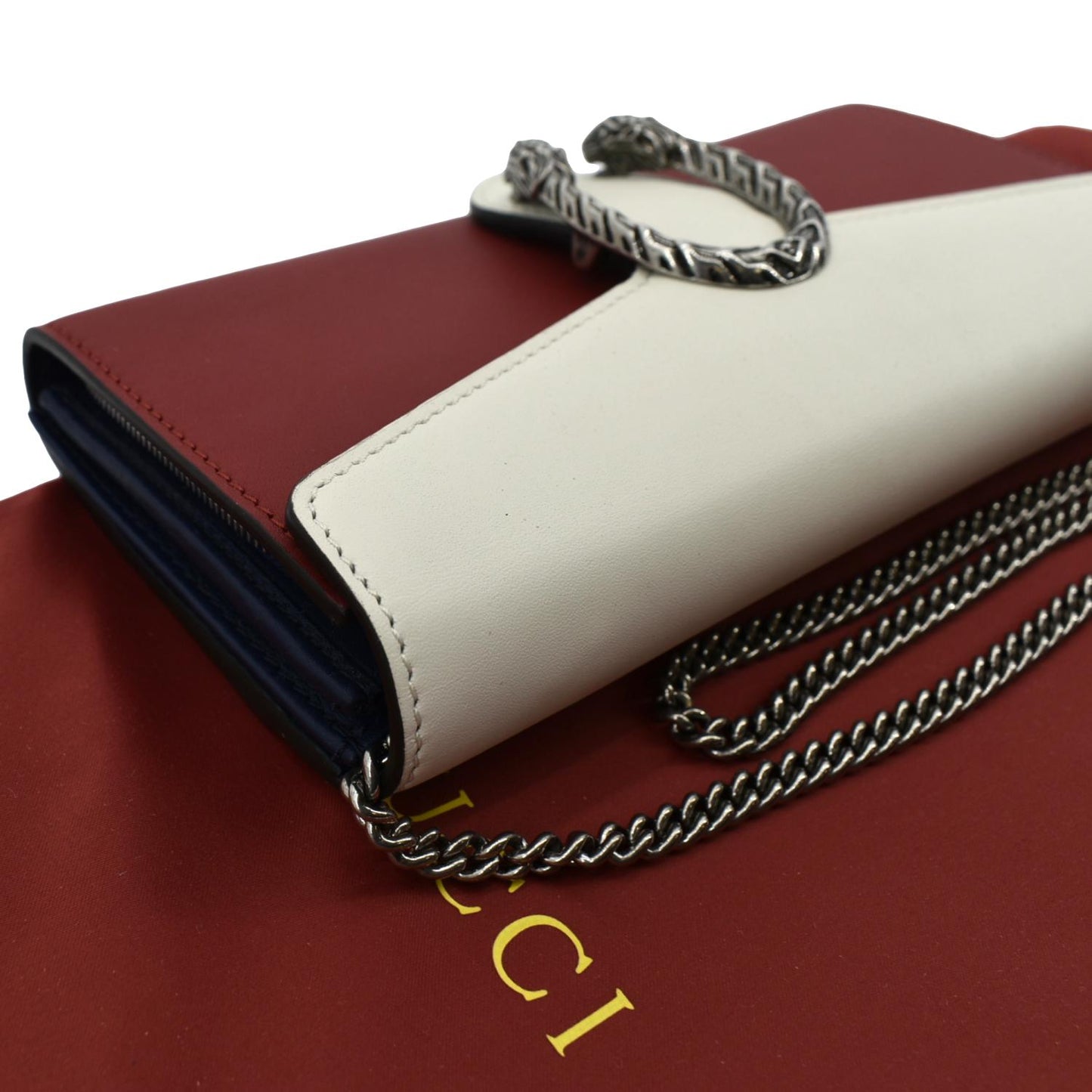GUCCI Dionysus Leather Chain Clutch Red