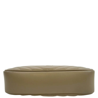 YVES SAINT LAURENT Lou Chevron Leather Camera Crossbody Bag Beige