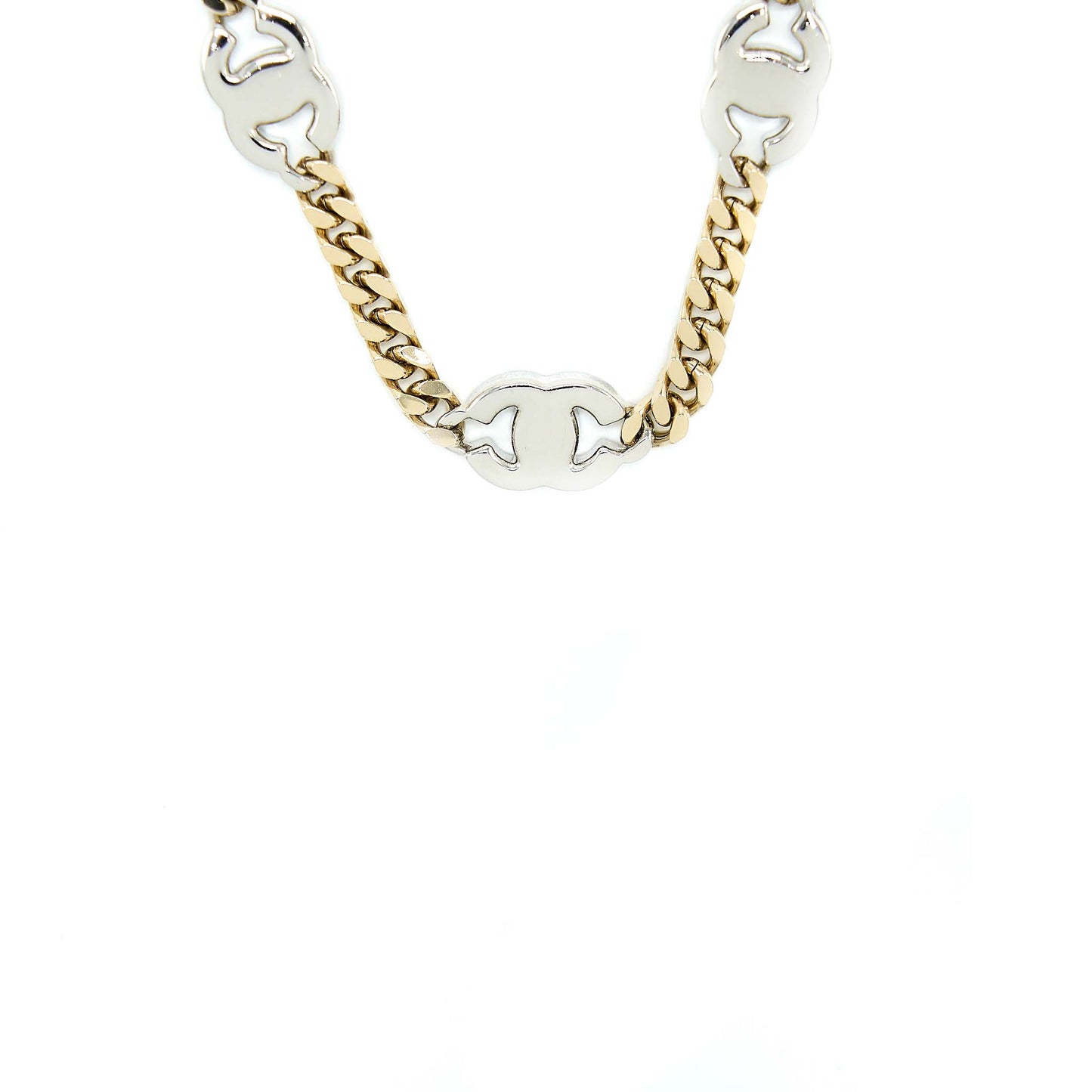 Chanel Crystal CC Logo Waist Chain Belt Light Gold Tone