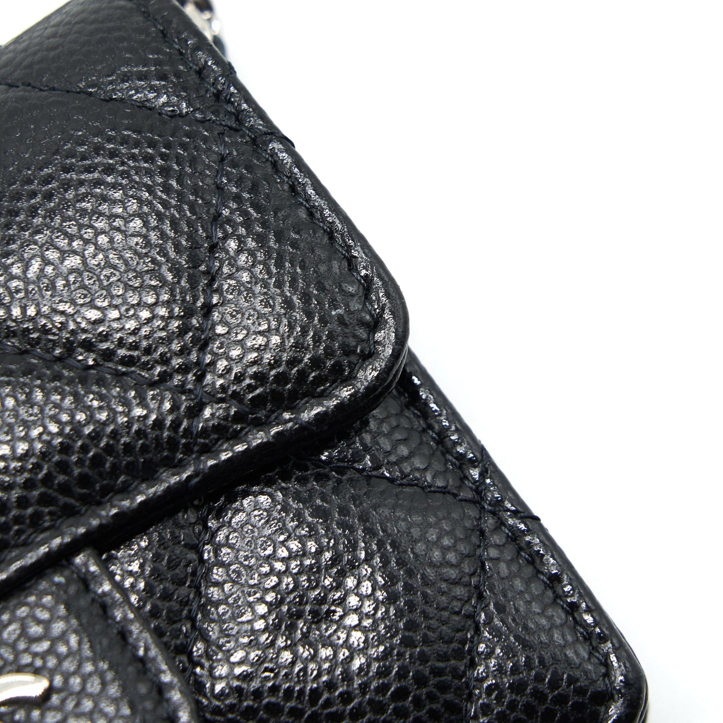 Chanel Card Holder With Chain Black Caviar