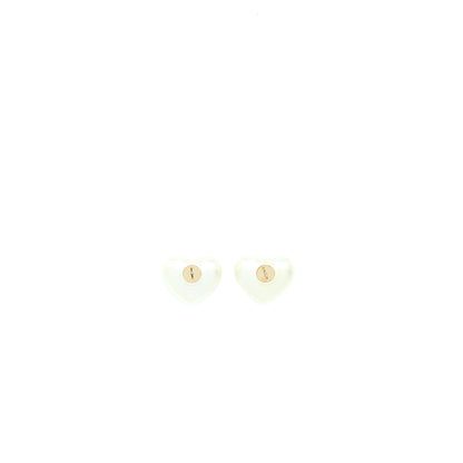 Chanel Heart With CC Logo Earrings Light Gold Tone