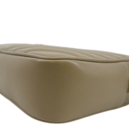 YVES SAINT LAURENT Lou Chevron Leather Camera Crossbody Bag Beige