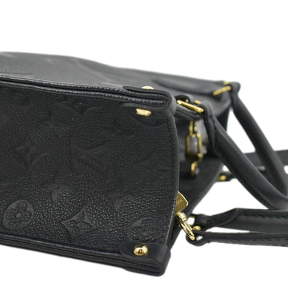 LOUIS VUITTON Onthego PM Monogram Empreinte Tote Shoulder Bag Black