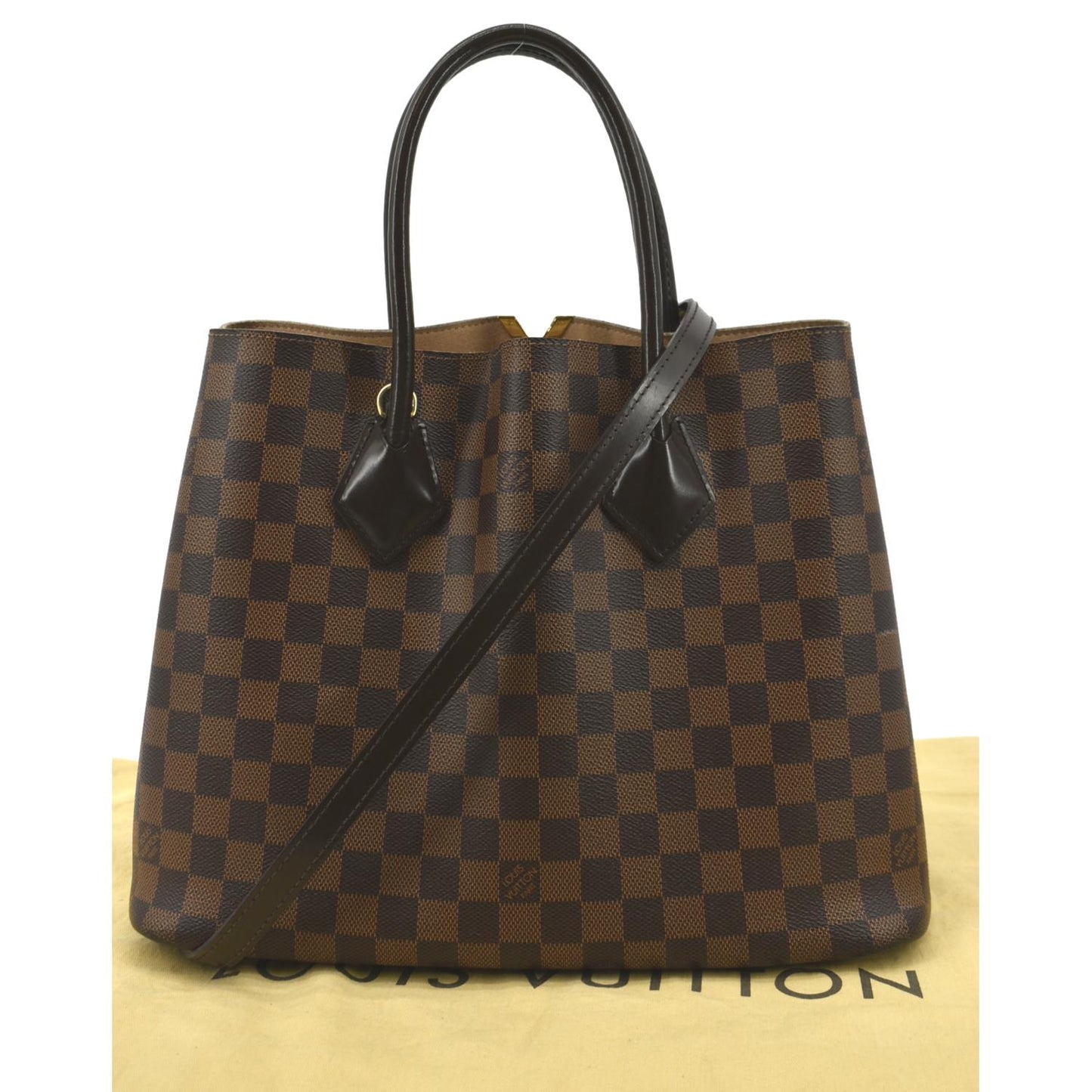 LOUIS VUITTON Kensington Damier Ebene Tote Bag Brown