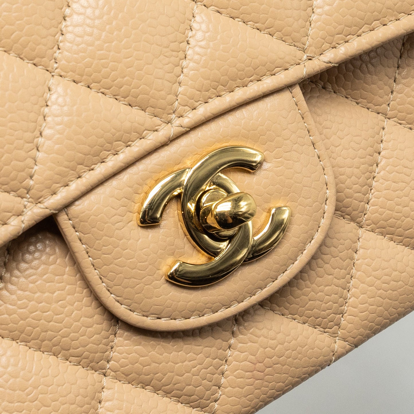 Chanel Medium Classic Double Flap Bag Caviar Beige