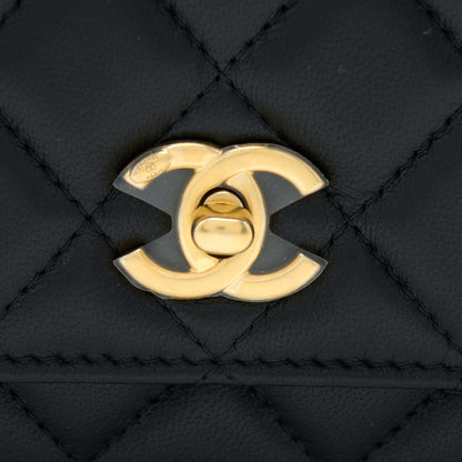 Chanel Pearl Crush Wallet on Chain Lambskin Black  (Microchip)
