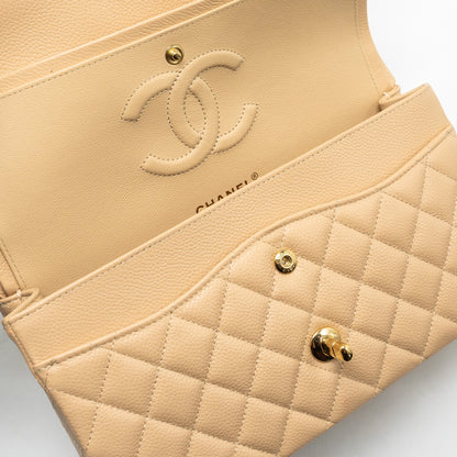 Chanel Medium Classic Double Flap Bag Caviar Beige