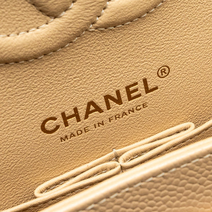 Chanel Medium Classic Double Flap Bag Caviar Beige
