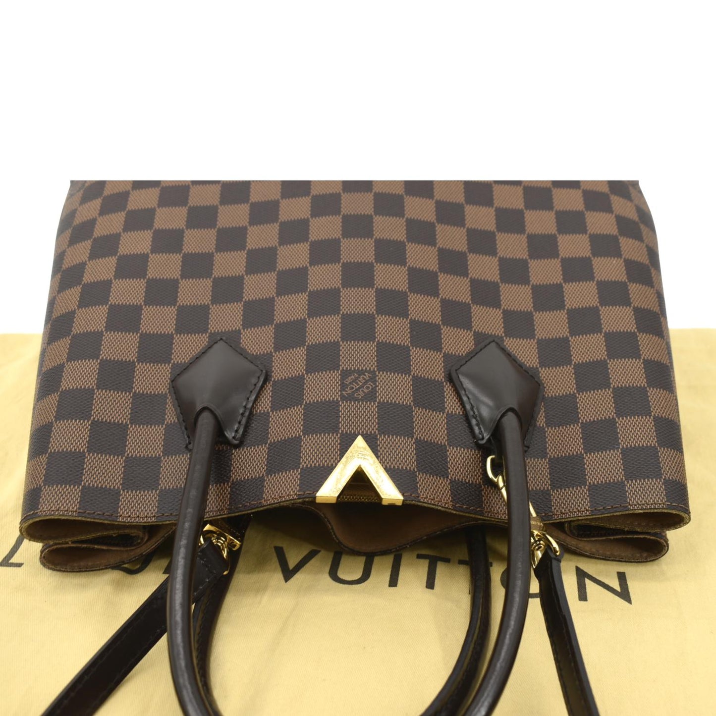 LOUIS VUITTON Kensington Damier Ebene Tote Bag Brown