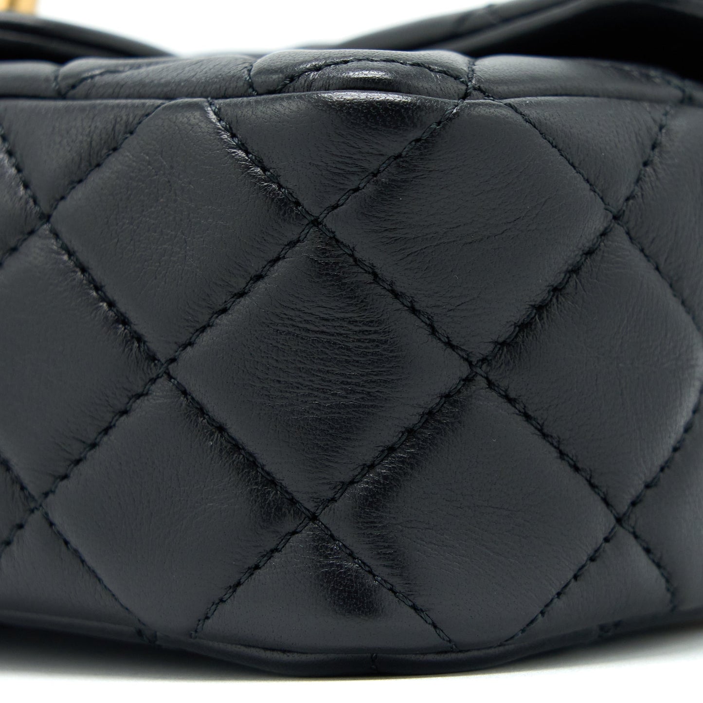 Chanel Pearl Crush Mini Rectangular Flap Bag Lambskin Black