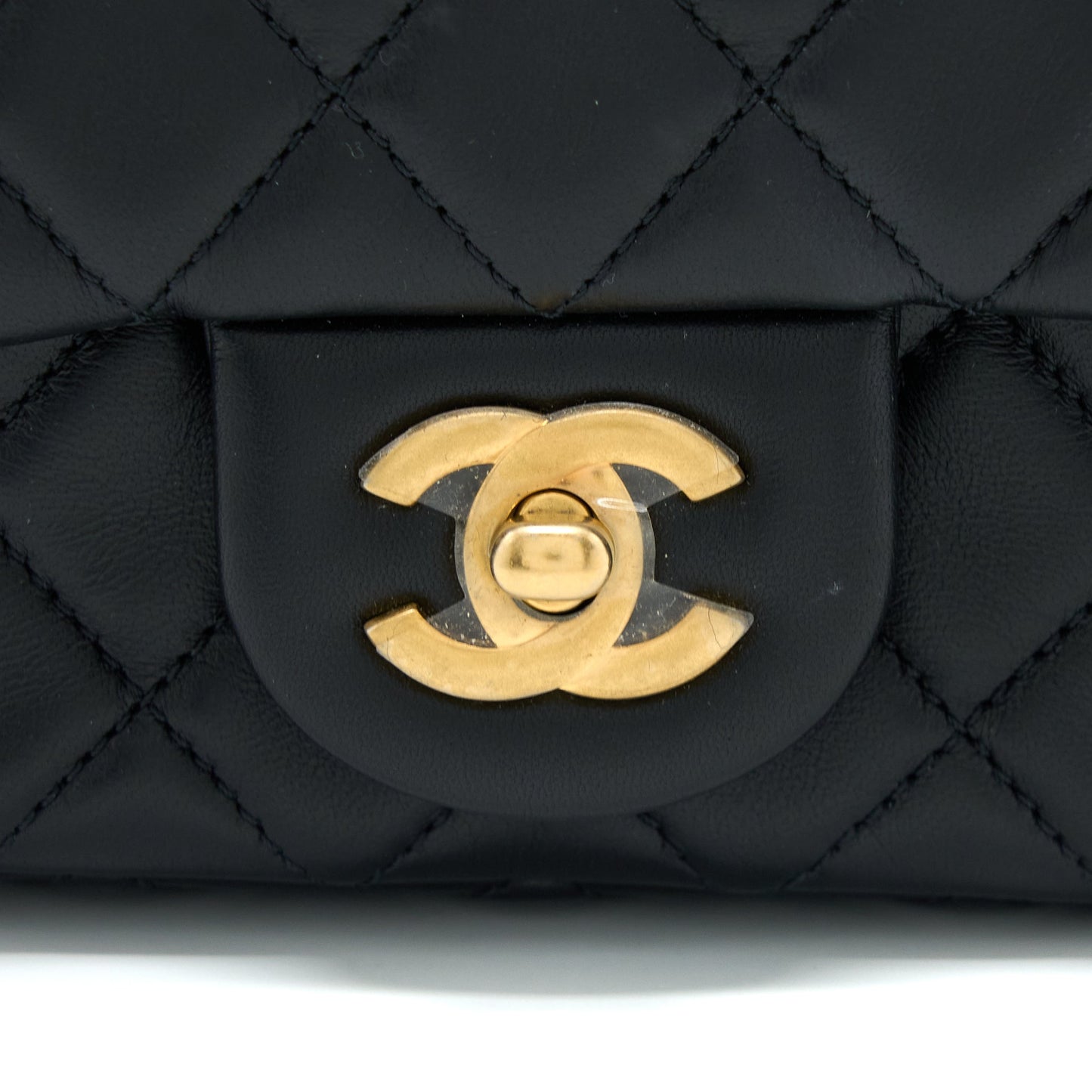 Chanel Pearl Crush Mini Rectangular Flap Bag Lambskin Black