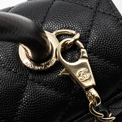 Chanel Medium Coco Handle Lizard Embossed Handle Caviar Black L (Microchip)