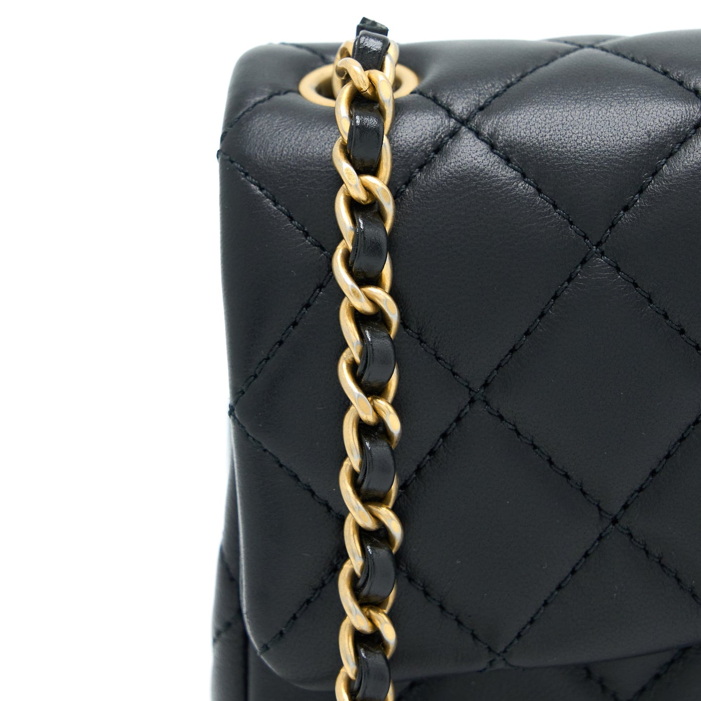 Chanel Pearl Crush Mini Rectangular Flap Bag Lambskin Black
