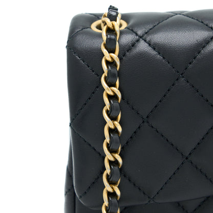 Chanel Pearl Crush Mini Rectangular Flap Bag Lambskin Black