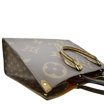 LOUIS VUITTON Onthego GM Giant Monogram Canvas Tote Shoulder Bag Brown