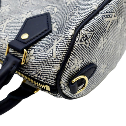 LOUIS VUITTON Speedy 20 Bandouliere Monogram Jacquard Canvas Satchel Bag Blue