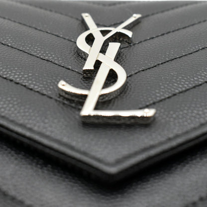 YVES SAINT LAURENT Wallet on Chain Leather Shoulder Bag Black
