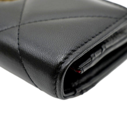 CHANEL 19 Quilted Leather Long Flap Wallet Black