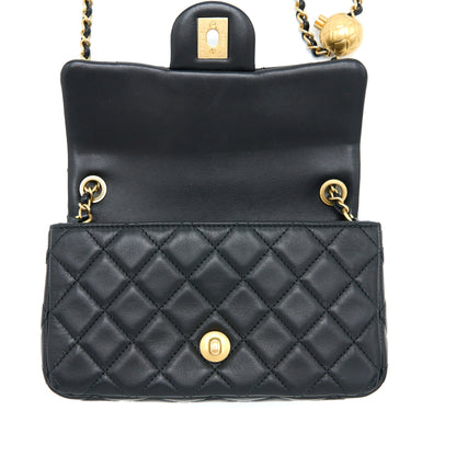 Chanel Pearl Crush Mini Rectangular Flap Bag Lambskin Black