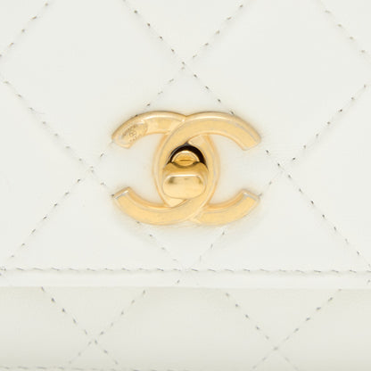 Chanel Pearl Crush Wallet On Chain Lambskin White  (Microchip)