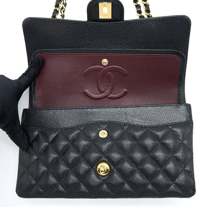 Chanel Medium Classic Double Flap Bag Caviar Black  (Microchip)