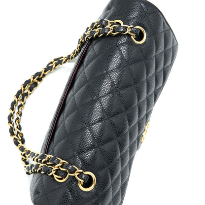 Chanel Medium Classic Double Flap Bag Caviar Black  (Microchip)