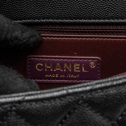 Chanel Medium Coco Handle Lizard Embossed Handle Caviar Black L (Microchip)