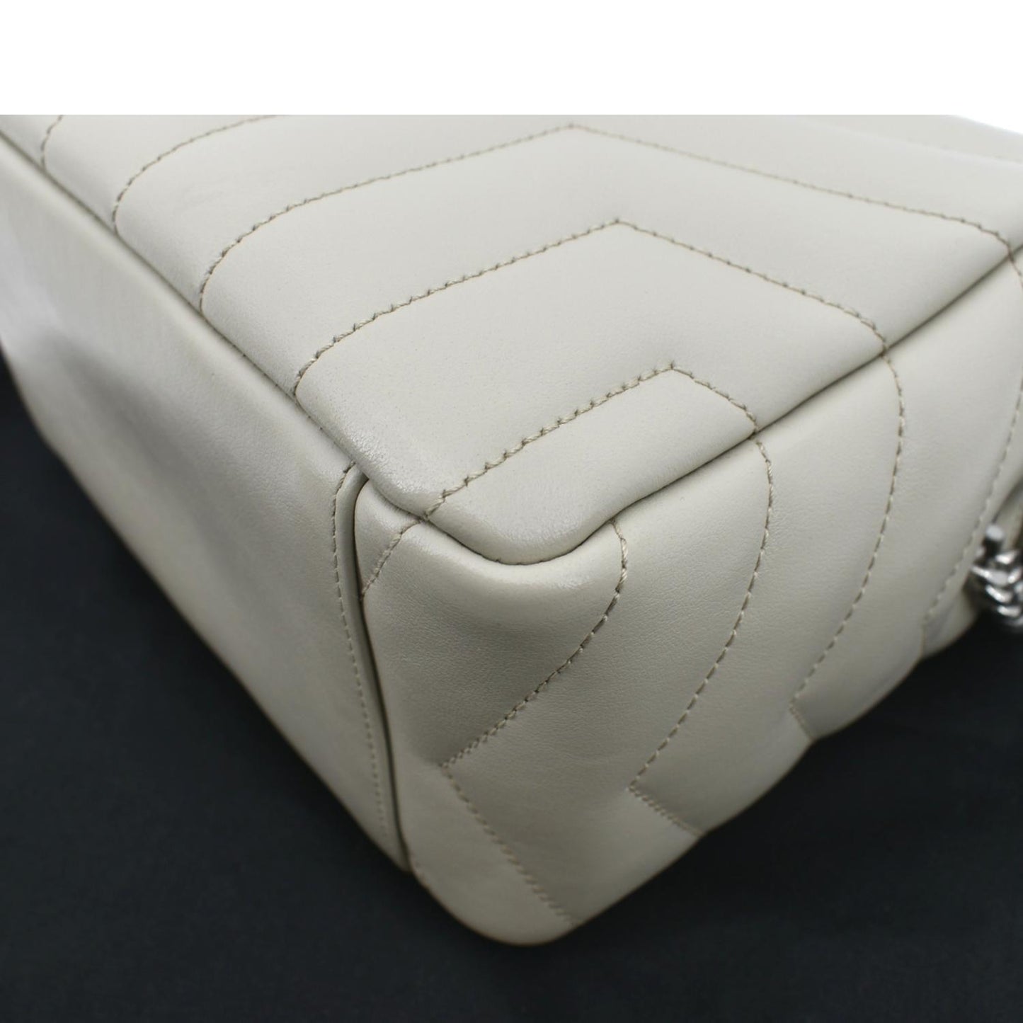 YVES SAINT LAURENT Loulou Y Small Calfskin Leather Crossbody Bag White
