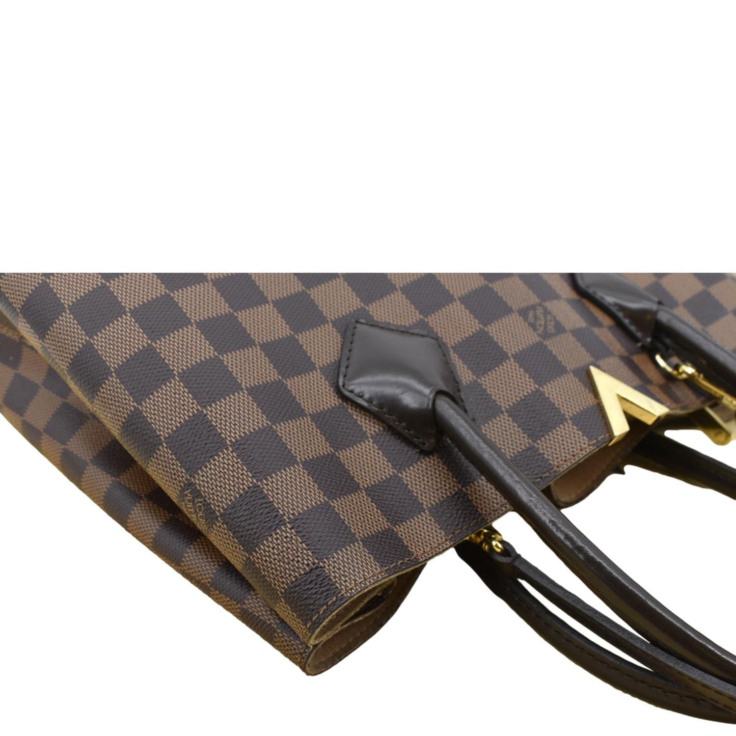 LOUIS VUITTON Kensington Damier Ebene Tote Bag Brown