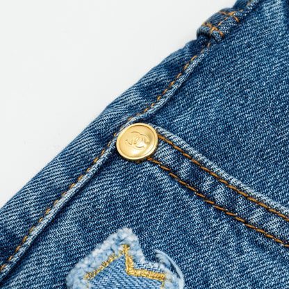 Chanel 19A Size 36 Straight Leg Denim Jeans Cotton Blue