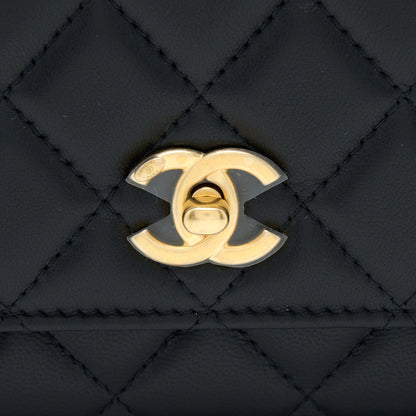 Chanel Pearl Crush Wallet on Chain Lambskin Black  (Microchip)