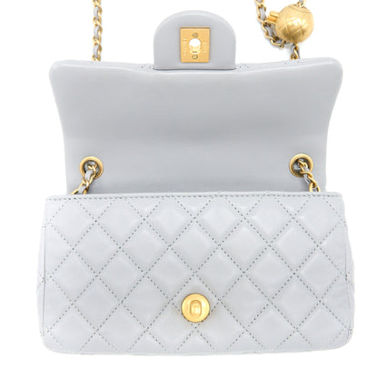 Chanel Pearl Crush Mini Rectangular Flap Bag Lambskin Light Grey Brushed  (Microchip)