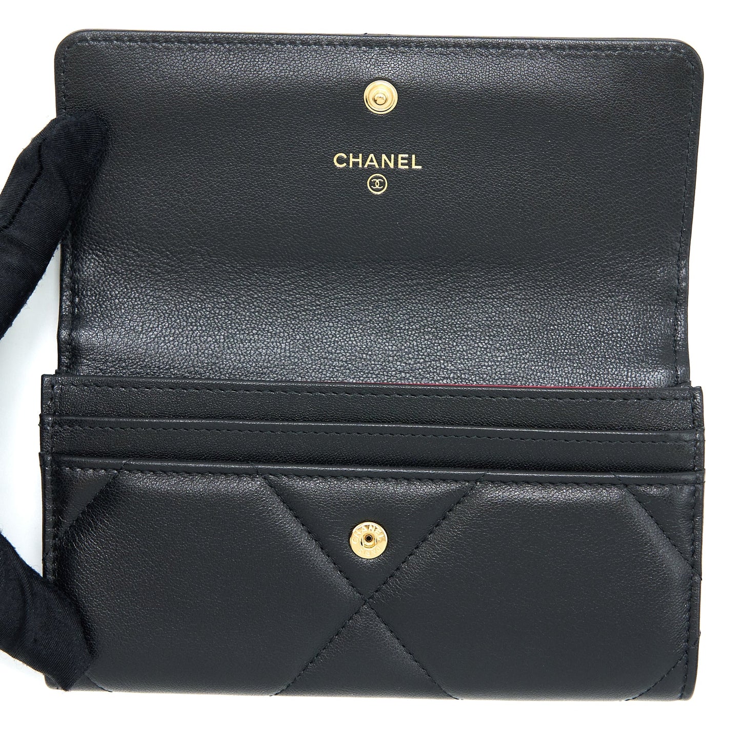 Chanel 19 Flap Wallet Lambskin Black