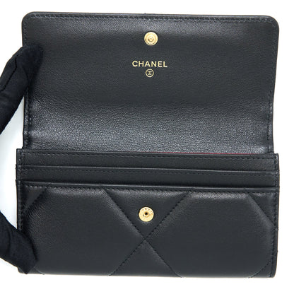 Chanel 19 Flap Wallet Lambskin Black