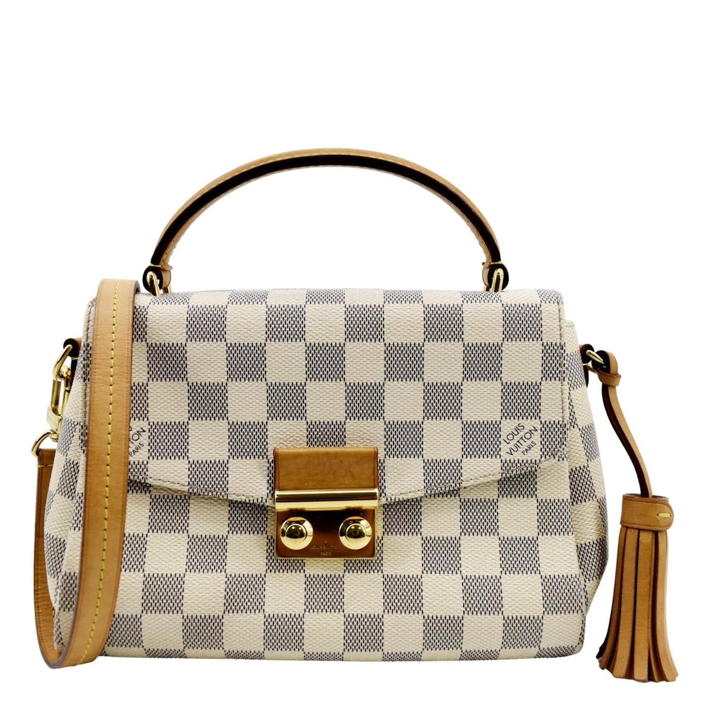 LOUIS VUITTON Croisette Damier Azur Satchel Crossbody Bag White