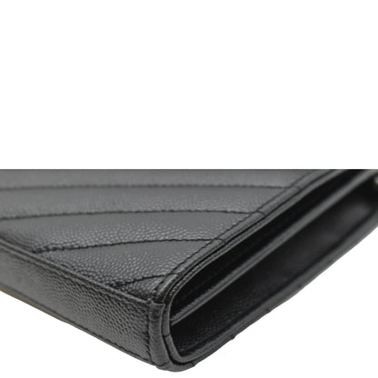 YVES SAINT LAURENT Wallet on Chain Leather Shoulder Bag Black