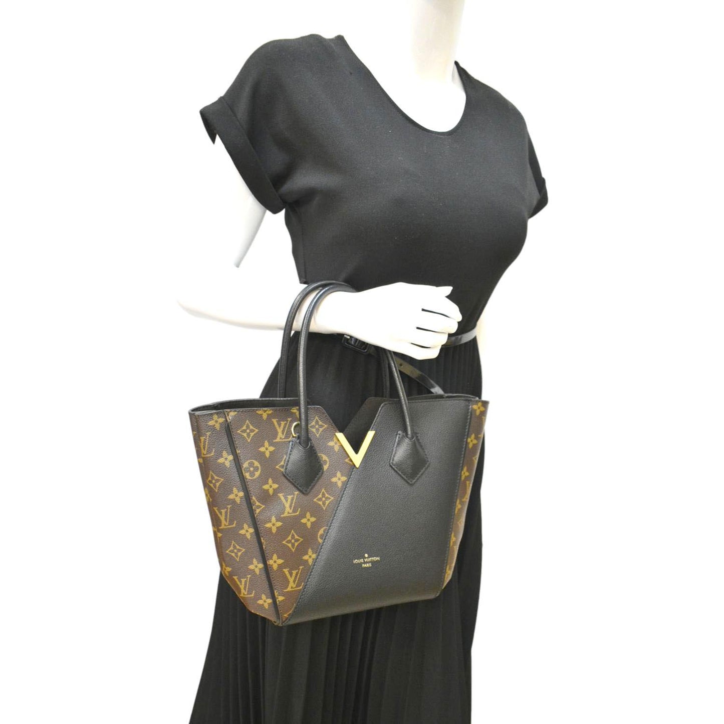 LOUIS VUITTON Kimono Monogram Canvas Leather Tote Bag Noir Black