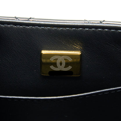 Chanel 22K Retro Classic New Square Mini Flap Bag Patent Black Brushed  (Microchip)