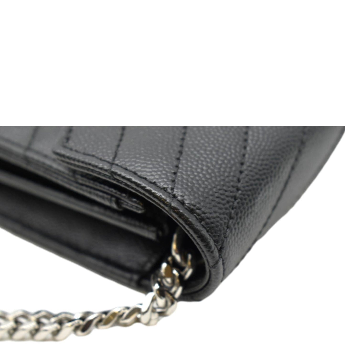 YVES SAINT LAURENT Wallet on Chain Leather Shoulder Bag Black
