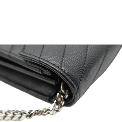 YVES SAINT LAURENT Wallet on Chain Leather Shoulder Bag Black