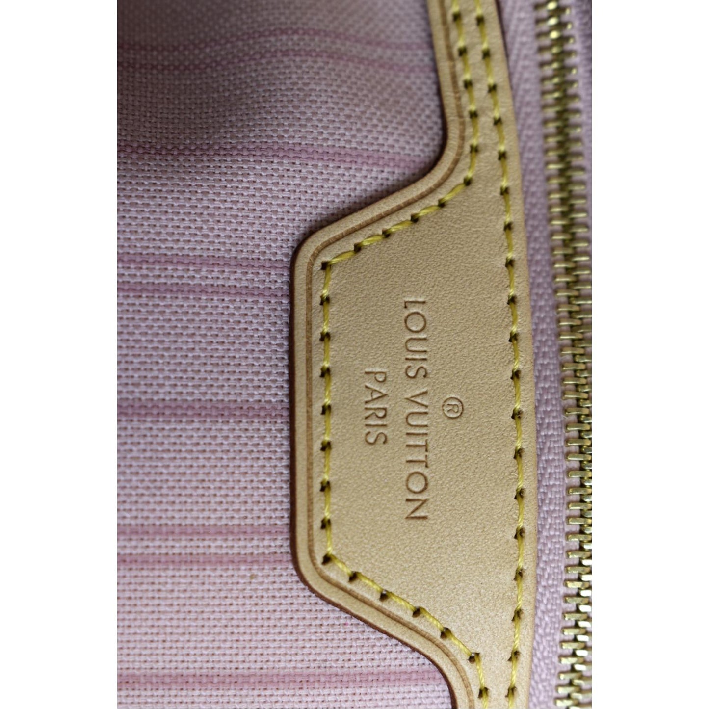 LOUIS VUITTON Neverfull MM Damier Azur Shoulder Bag Rose Ballerine