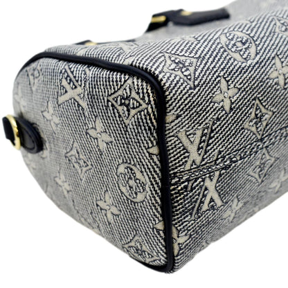 LOUIS VUITTON Speedy 20 Bandouliere Monogram Jacquard Canvas Satchel Bag Blue