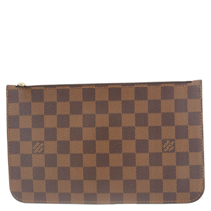 LOUIS VUITTON Neverfull Wristlet Damier Ebene Pouch Brown