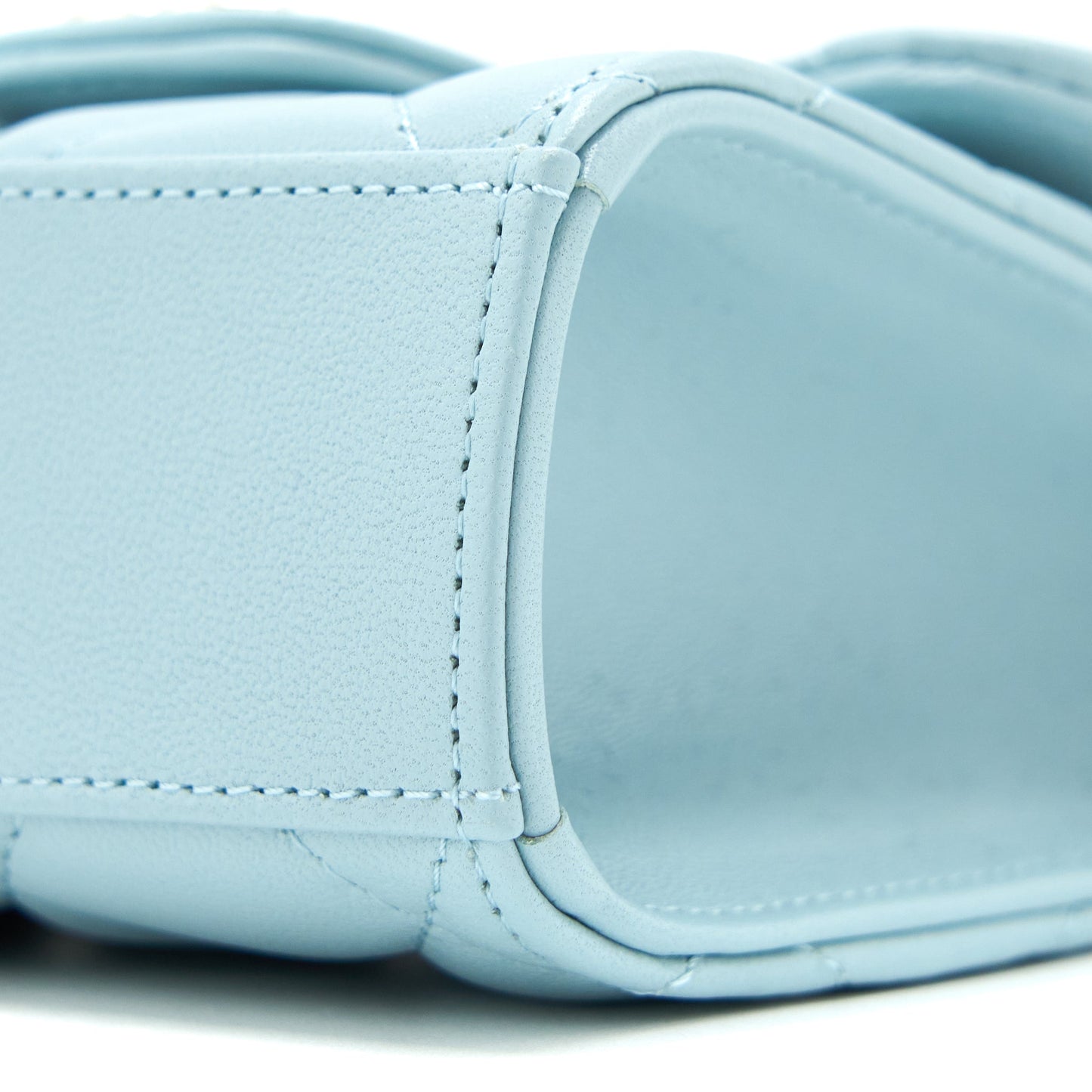 Chanel Top Handle Mini Flap Bag Lambskin Light Blue L