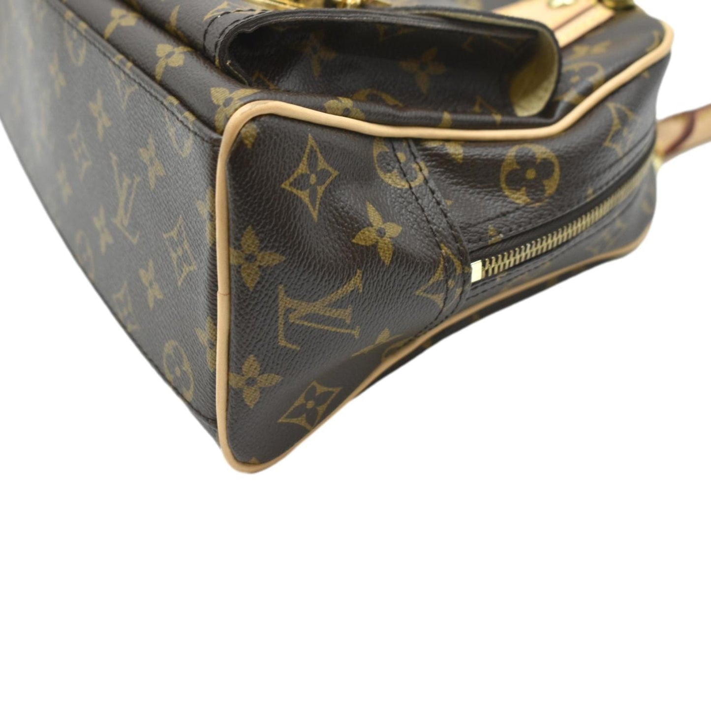 LOUIS VUITTON Manhattan PM Monogram Canvas Satchel Bag Brown