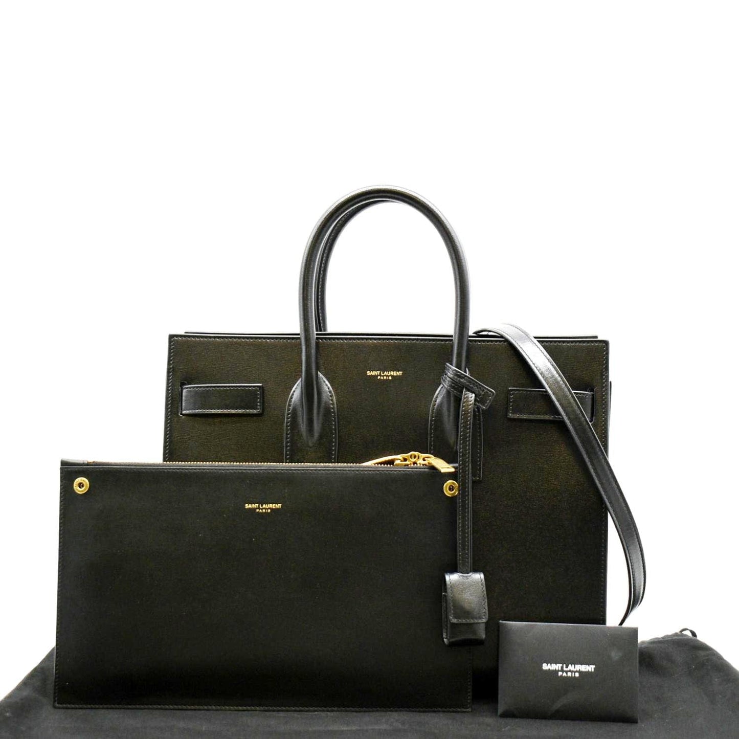 YVES SAINT LAURENT Sac de Jour Leather Satchel Shoulder Bag Black